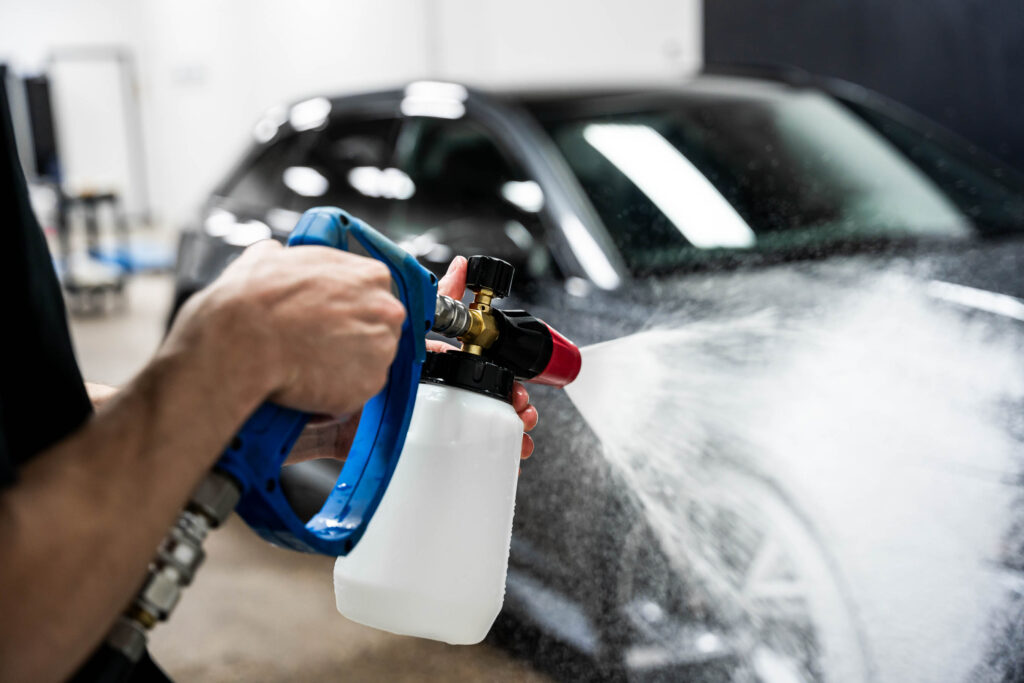 Using a pressure washer on a car with paint protection film