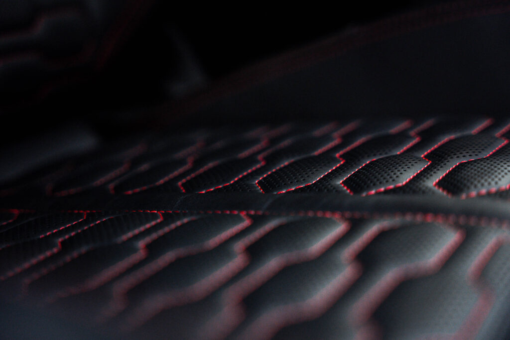 Close up of stitching on seat