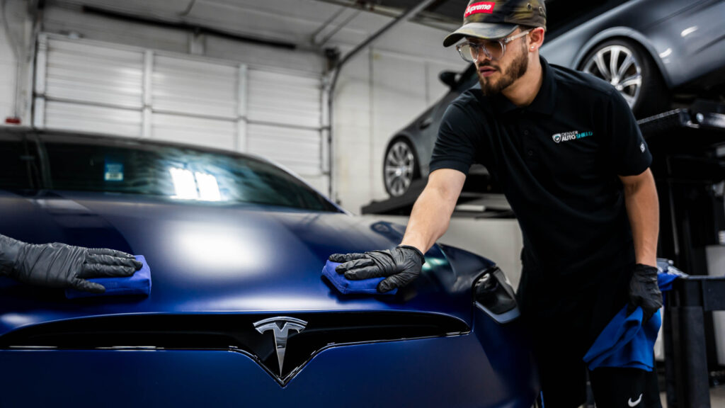 Applying ceramic coating onto Tesla Model X