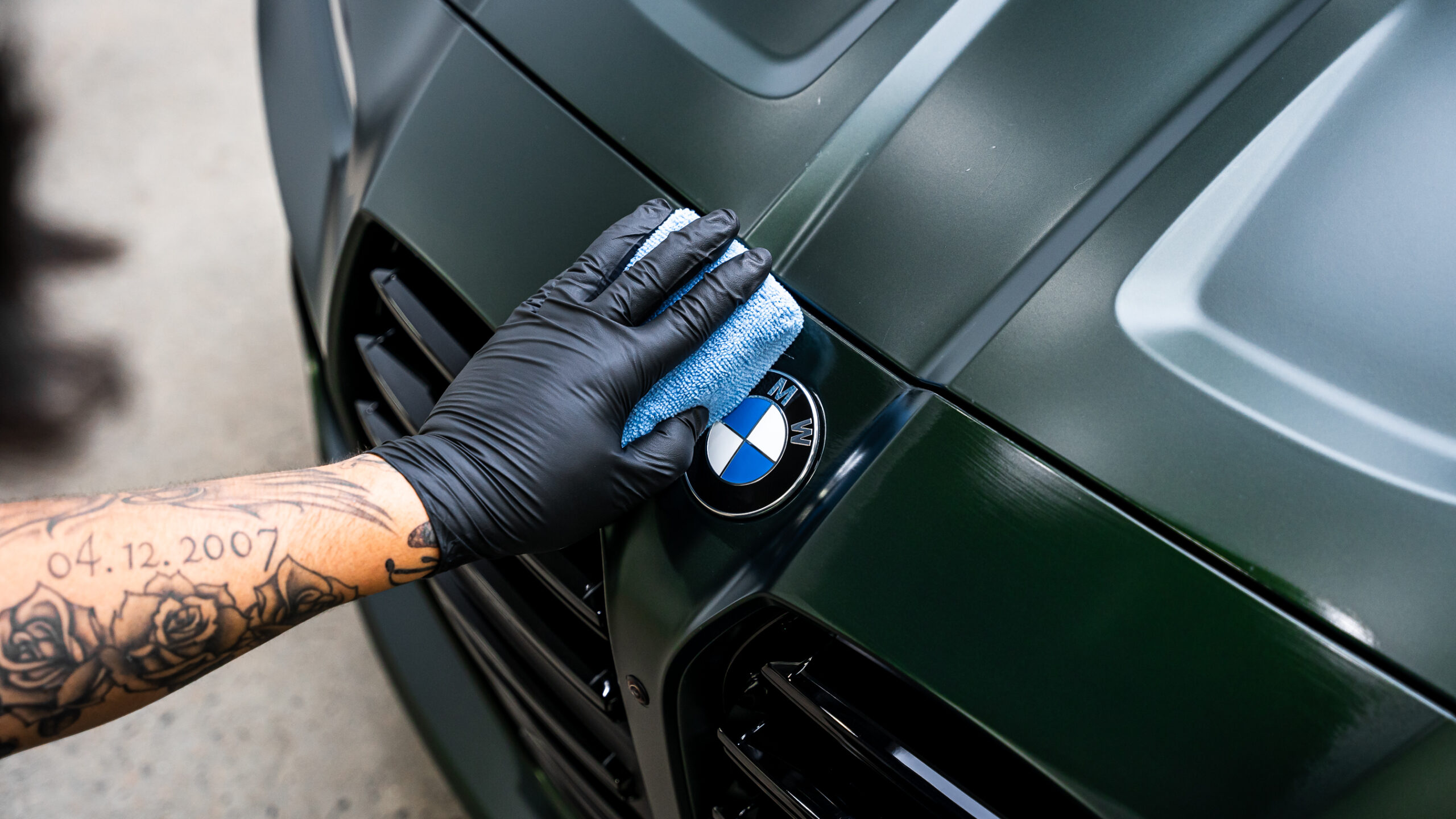 Applying ceramic coating to front badge